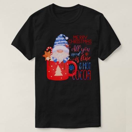 必要なのは愛とホットココアのクリスマスだけおもしろい Tシャツ (デザイン正面)