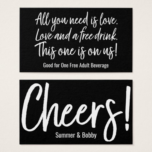 必要なのは愛と無料の飲み物、チケット (正面&裏面)