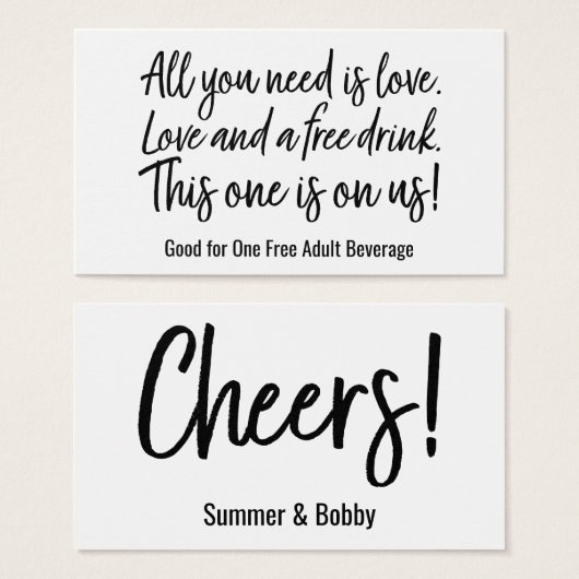 必要なのは愛と無料の飲み物、チケット (正面&裏面)