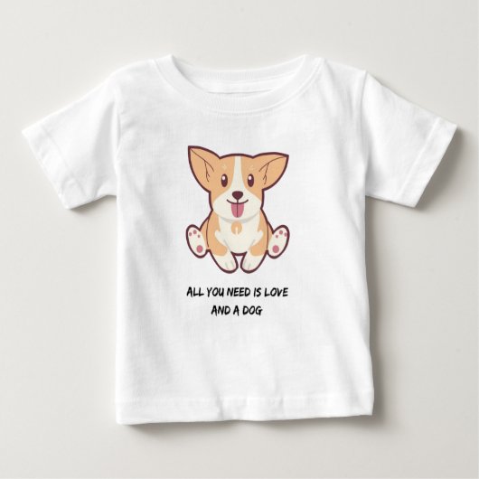 必要なのは愛と犬の子供 ベビーTシャツ (正面)