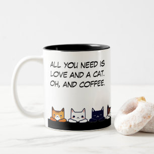 「必要なのは愛と猫だけおもしろい」 ツートーンマグカップ