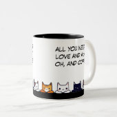 「必要なのは愛と猫だけおもしろい」 ツートーンマグカップ (正面右)