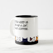 「必要なのは愛と猫だけおもしろい」 ツートーンマグカップ (正面左)