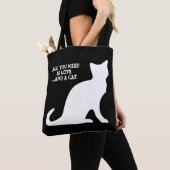 必要なのは愛と猫のかわいい黒トートバッグ トートバッグ (クローズアップ)