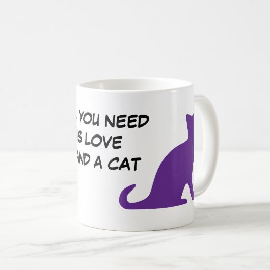 必要なのは愛と猫のコーヒーマグおもしろいだけだ コーヒーマグカップ (正面右)