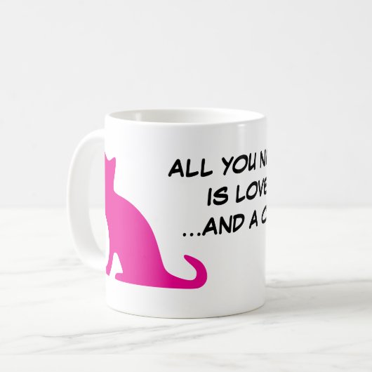 必要なのは愛と猫のコーヒーマグおもしろいだけだ コーヒーマグカップ (正面左)