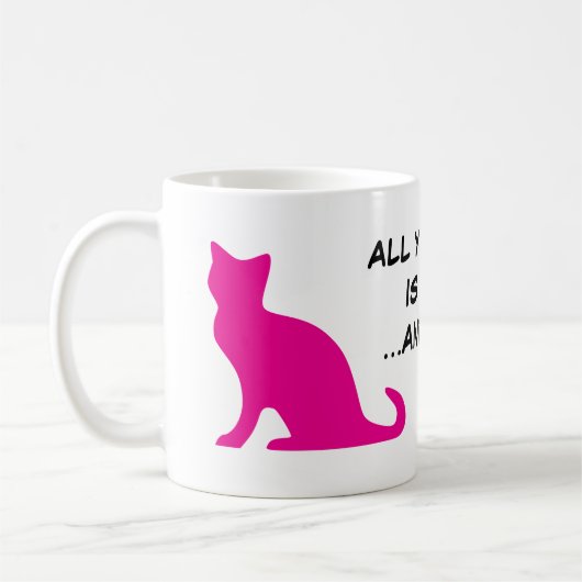 必要なのは愛と猫のコーヒーマグおもしろいだけだ コーヒーマグカップ (左)