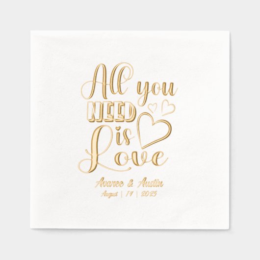 必要なのは愛のホイル結婚にナプキンを押した物だけ 箔ナプキン (正面)