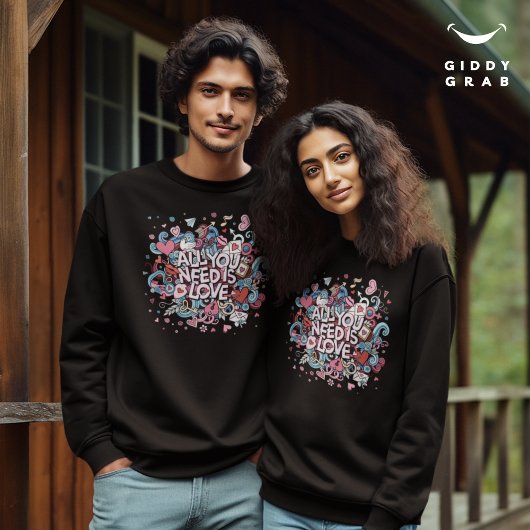 必要なのは愛のレトロヴィンテージタイポグラフィ スウェットシャツ