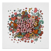 必要なのは愛のレトロヴィンテージタイポグラフィ ポスター (正面)