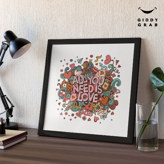 必要なのは愛のレトロヴィンテージタイポグラフィ ポスター