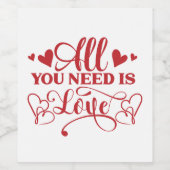 必要なのは愛タイポグラフィワインラベル ワインラベル (シングルラベル)