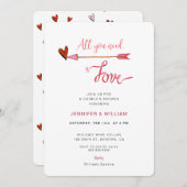 必要なのは愛バレンタインデー夫婦のシャワー 招待状 (正面/裏面)