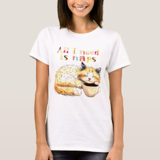 必要なのは昼寝:スリーピーキャットイラストレーション Tシャツ