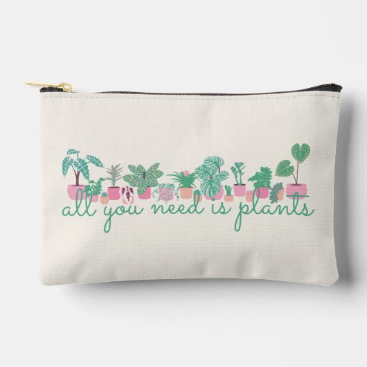 必要なのは植物のピンクと緑 アクセサリーポーチ (正面)