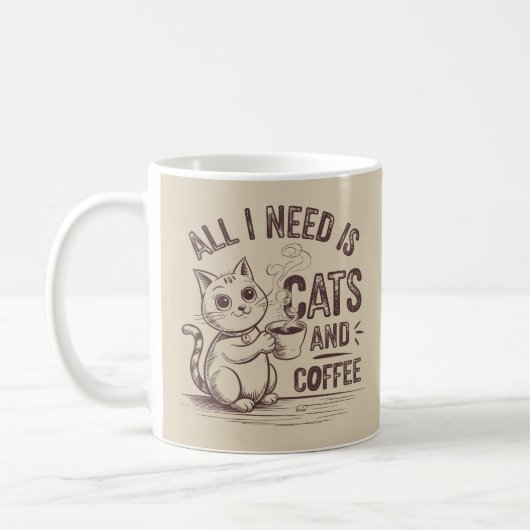 必要なのは猫とコーヒーだけ。 コーヒーマグカップ (左)