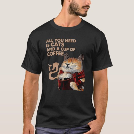 必要なのは猫とコーヒーGifのカップ Tシャツ (正面)