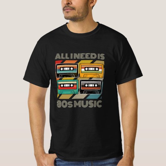 必要なのは80s音楽カセットレトロ tシャツ (正面)