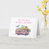 必要なのは、誕生日カードのLOVE/A CAMPER/MEだけ カード (黄色い花)