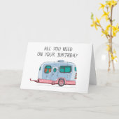 必要なのは、誕生日カードのLOVE/A CAMPER/MEだけ カード (黄色い花)