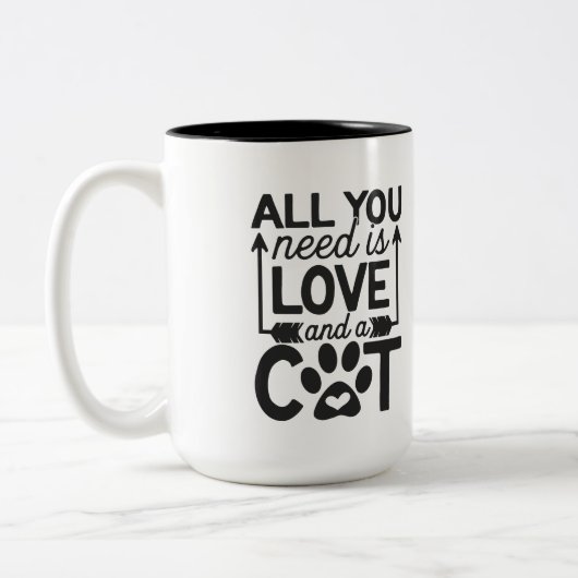 必要なのはLoveだけ – Cat Coffee Mug ツートーンマグカップ (左)