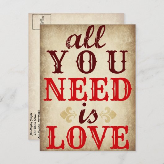 必要なのはLOVE日付はがきを保存 案内ポストカード (正面/裏面)