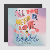 必要なのはLove & Books Valentine Card マグネット招待状 (正面/裏面)