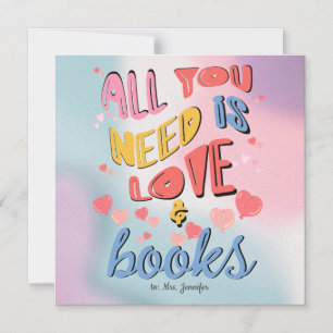 必要なのはLove & Books Valentine Card マグネット招待状