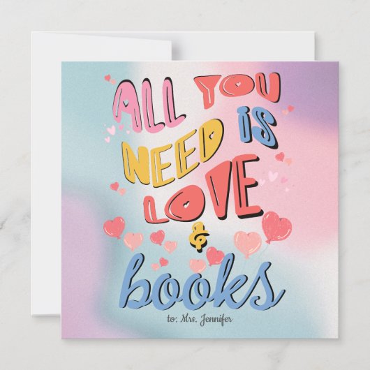 必要なのはLove & Books Valentine Card マグネット招待状 (正面)