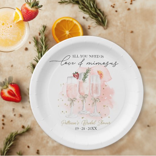 必要なのはLove & Mimosasブライダルシャワー ペーパープレート
