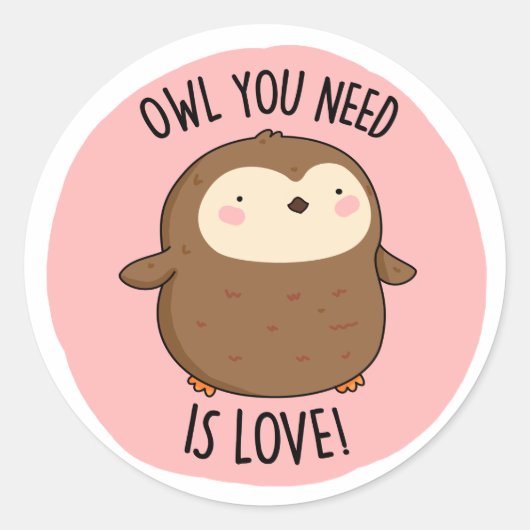 必要なフクロウは愛おもしろい茶色のフクロウパン ラウンドシール (正面)