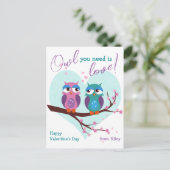 必要なフクロウは愛かわいいかわいいの教室バレンタインデー ポストカード (スタンド正面)
