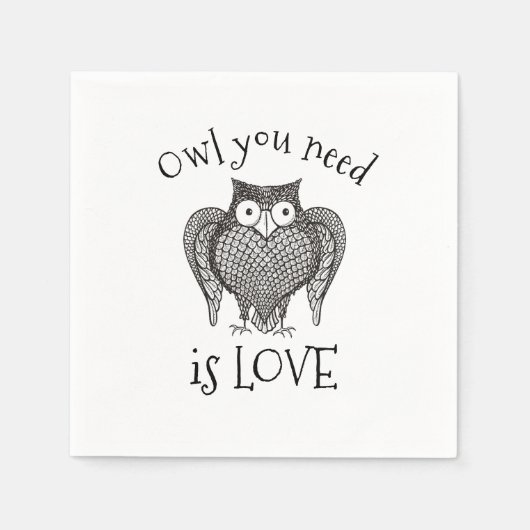 必要なフクロウ スタンダードカクテルナプキン (正面)