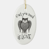 必要なフクロウ セラミックオーナメント (右)