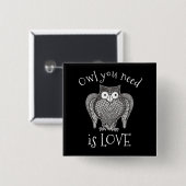 必要なフクロウ 缶バッジ (正面&裏面)