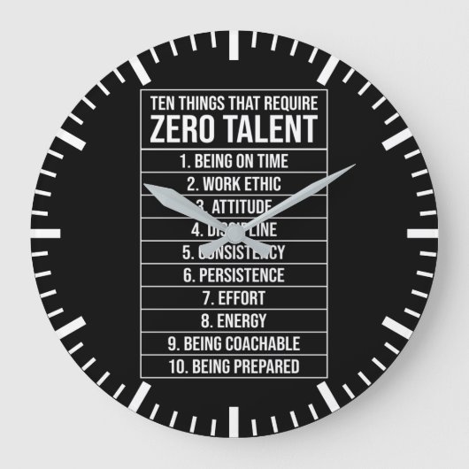 必要な人材ゼロ – 成功やる気を起こさせる ラージ壁時計 (正面)