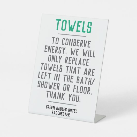 必要な場合にのみ汚れたタオルを交換エコ 台座サイン (正面)