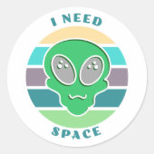 必要な宇宙 |ヴィンテージおもしろいエイリアンプン ラウンドシール (正面)