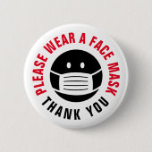 必要な顔マスクカバーを衣服 缶バッジ (正面)
