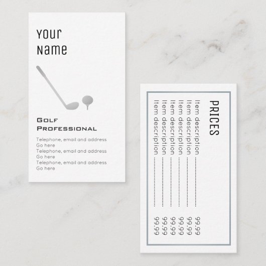 "必要な"ゴルフ専門の正札 名刺 (正面/裏面)