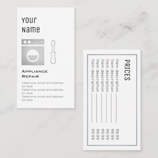 "必要な"電気器具修理正札 名刺 (正面/裏面)