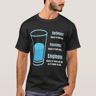 必要サイズの2倍の大きさのグラスがおもしろいエンジニア Tシャツ