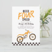 必要四速イエローダートバイクボーイ4th誕生日 招待状 (スタンド正面)