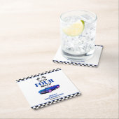 必要四速スポーツカーブルー第4誕生日 スクエアペーパーコースター (インサイチュ)