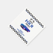 必要四速スポーツカーブルー第4誕生日 スタンダードカクテルナプキン (角)