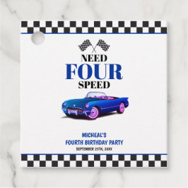必要四速スポーツカーブルー第4誕生日 フェイバータグ