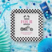 必要四速ピンクヘビーバイクフォー誕生日 ペーパープレート (パーティー)