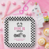 必要四速ピンクヘビーバイクフォー誕生日 ペーパープレート (パーティー)