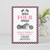必要四速ピンクヘビーバイクフォー誕生日 招待状 (スタンド正面)