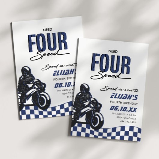 必要四速ボーイズ四番目のダートバイク誕生日 招待状